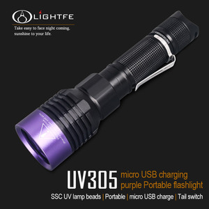 micro USB direct charge purple light detection flashlight UV305